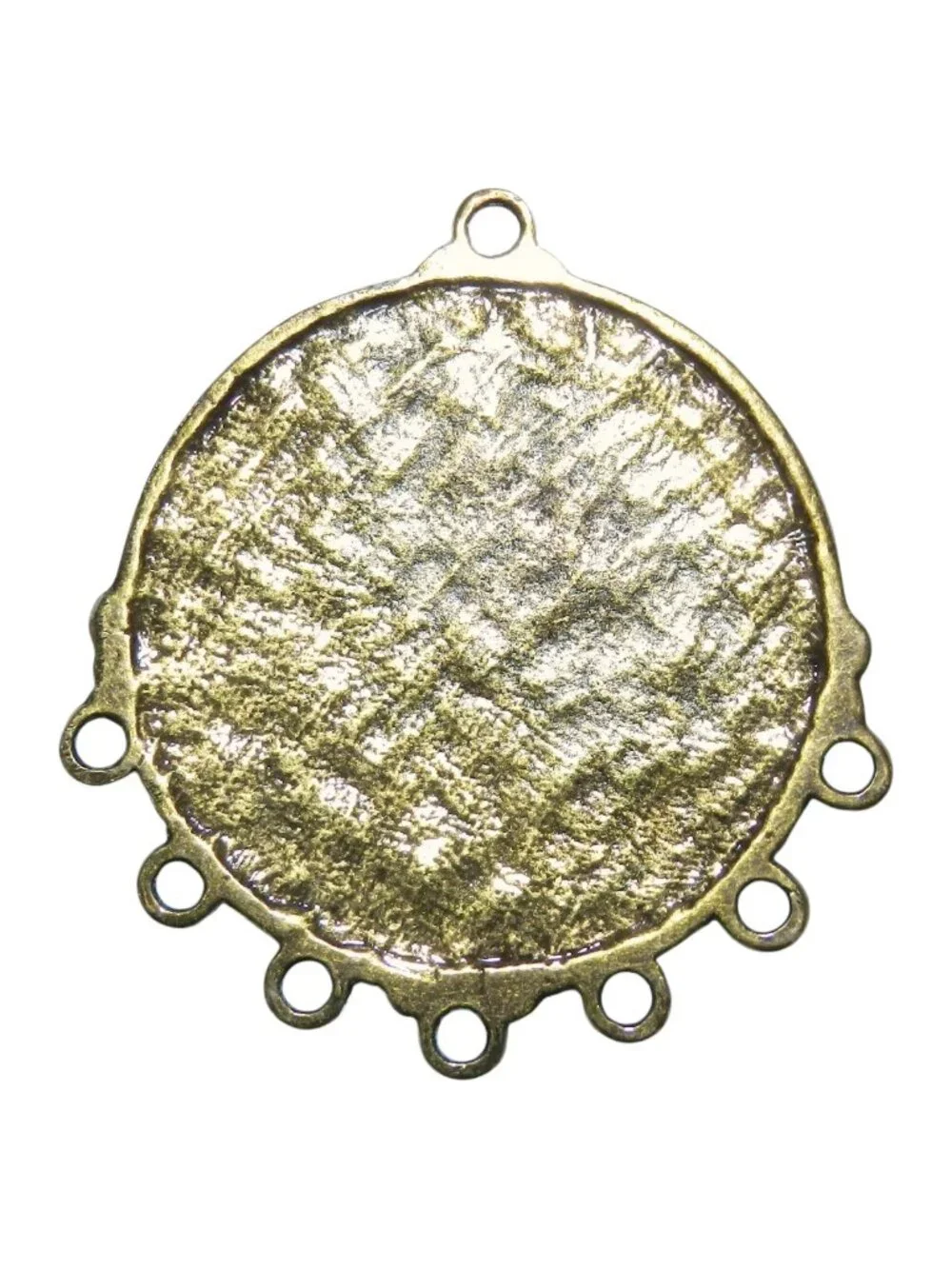 M128 Antiqued Brass & Black Enamel 48mm Round Metal Jewelry 7-Loop Connector 1pc